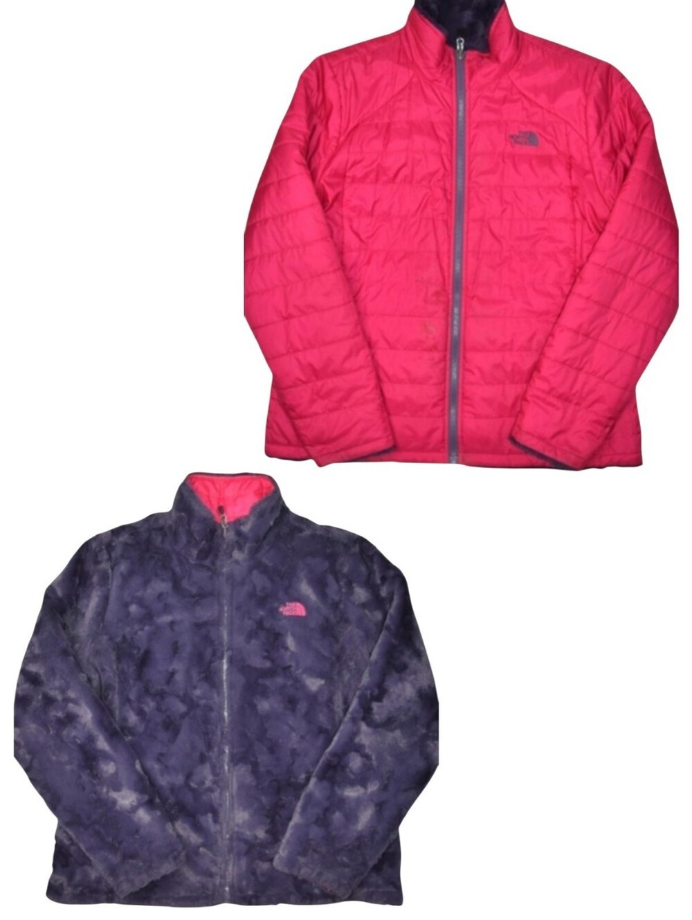 THE NORTH FACE REVERSIBLE Puff & Fleece Purple/Hot pink Jacket Women's Large